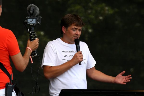 Michael Ballweg im August 2020 in Berlin. Foto: Hannes Henkelmann